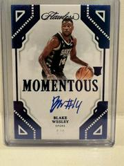 Blake Wesley [Blue] #37 Basketball Cards 2022 Panini Flawless Momentous Autograph Prices