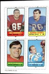 Nick Buoniconti, George Saimes, Pete Duranko, Jacque MacKinnon Football Cards 1969 Topps Four in One Prices