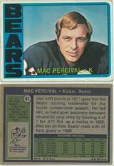 Mac Percival #41 Football Cards 1972 Topps Prices