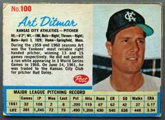 Art Ditmar [Hand Cut] #100 Baseball Cards 1962 Post Cereal Prices