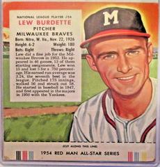 Lew Burdette Baseball Cards 1954 Red Man Tobacco Prices