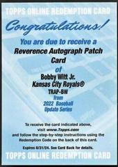 Bobby Witt Jr. #TRAP-BW Baseball Cards 2022 Topps Update Reverence Autograph Patch Prices