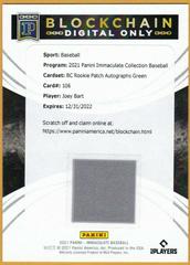 Joey Bart [Patch Autograph Green] #106 Baseball Cards 2021 Panini Immaculate Collection Prices