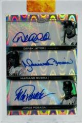 Mariano Rivera, Derek Jeter, Jorge Posada [Black & White RayWave] Baseball Cards 2022 Topps Chrome Sonic Triple Autographs Prices