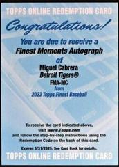 Miguel Cabrera Baseball Cards 2023 Topps Finest Moments Autographs Prices