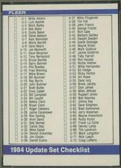 Checklist #1-132 #U-132 Baseball Cards 1984 Fleer Update Prices