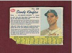 Sandy Koufax [Hand Cut] Baseball Cards 1962 Post Canadian Prices