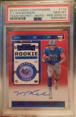 T.J. Hockenson [Team Helmet Autograph Red Zone] #119 Football Cards 2019 Panini Contenders Prices