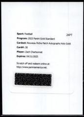 Zach Charbonnet [Gold] #NR-30 Football Cards 2023 Panini Gold Standard Nouveau Riche Patch Autographs Prices