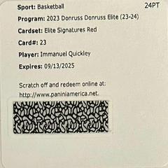Immanuel Quickley [Red] #23 Basketball Cards 2023 Donruss Elite Signature Prices