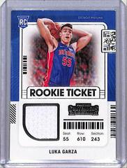 Luka Garza #RTS-LGA Basketball Cards 2021 Panini Contenders Rookie Ticket Swatches Prices