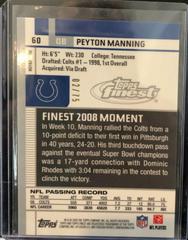 Peyton Manning [Gold Refractor] #60 Football Cards 2009 Topps Finest Prices