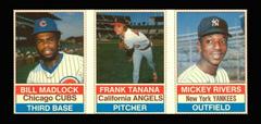 Bill Madlock, Frank Tanana, Mickey Rivers [Hand Cut Panel] Baseball Cards 1976 Hostess Prices
