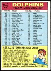 Miami Dolphins Football Cards 1974 Topps Team Checklists Prices
