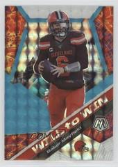 Baker Mayfield [Blue Fluorescent] Football Cards 2020 Panini Mosaic Will to Win Prices
