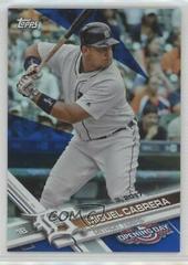 Miguel Cabrera [Batting Rainbow Blue Foil] #148 Baseball Cards 2017 Topps Opening Day Prices