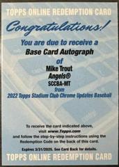 Mike Trout #SCCBA-MT Baseball Cards 2022 Stadium Club Chrome Autographs Prices
