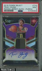 Trae Young [Purple] Basketball Cards 2018 Panini Select Rookie Jersey Autographs Prices