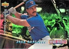 Juan Gonzalez #MM9 Baseball Cards 1994 Upper Deck Mickey Mantle Long Shots Prices