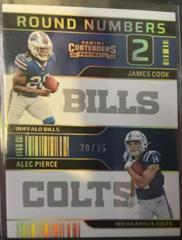 James Cook, Alec Pierce [Gold] #RN-CP Football Cards 2022 Panini Contenders Round Numbers Prices