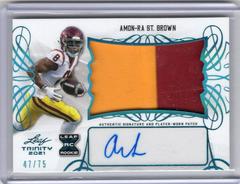 Amon Ra St. Brown [Platinum] #PA-ARS Football Cards 2021 Leaf Trinity Patch Autographs Prices