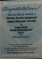 Corbin Carroll #CRA-CC Baseball Cards 2023 Bowman Chrome Rookie Autographs Prices
