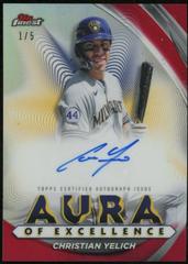 Christian Yelich [Red] #AEA-CH Baseball Cards 2022 Topps Finest Aura of Excellence Autographs Prices