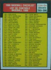 Checklist 265-396 #396 Baseball Cards 1986 O Pee Chee Prices