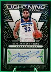 Karl Anthony Towns [Green] Basketball Cards 2021 Panini Obsidian Lightning Strike Signatures Prices