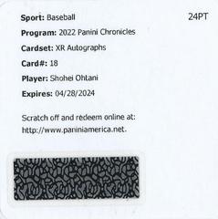 Shohei Ohtani [Autograph] Baseball Cards 2022 Panini Chronicles XR Prices