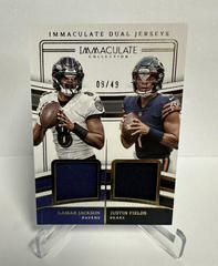 Lamar Jackson / Justin Fields #20 Football Cards 2023 Panini Immaculate Dual Jersey Prices