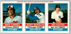 Jerry Morales, Jim Hunter, Mike Torrez [Hand Cut Panel] Baseball Cards 1976 Hostess Prices