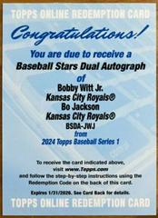 Bo Jackson / Bobby Witt Jr. #BSDA-JWJ Baseball Cards 2024 Topps Baseball Stars Dual Autograph Prices
