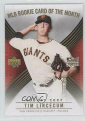Tim Lincecum #ROM-5 Baseball Cards 2007 Upper Deck Rookie of the Month Prices
