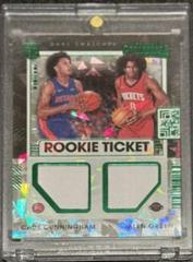 Cade Cunningham, Jalen Green [Green Ice] #RT2-TOP Basketball Cards 2021 Panini Contenders Rookie Ticket Dual Swatches Prices