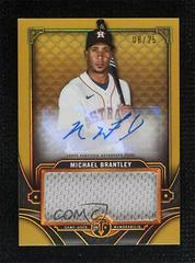 Michael Brantley [Gold] #ASJR-MB Baseball Cards 2022 Topps Triple Threads Single Jumbo Relics Autographs Prices