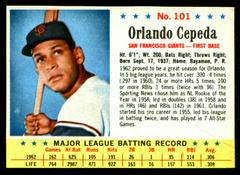 Orlando Cepeda [Hand Cut] #101 Baseball Cards 1963 Post Cereal Prices