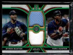 Byron Buxton, Torii Hunter [Green] Baseball Cards 2023 Topps Tribute Dual Relics 2 Image Prices
