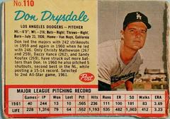 Don Drysdale [Hand Cut] #110 Baseball Cards 1962 Post Cereal Prices