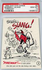 Baseball Slang [Fireman] Baseball Cards 1963 Gad Fun Cards Prices