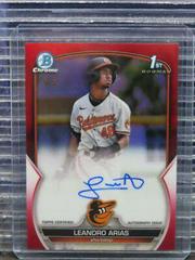 Leandro Arias [Red] Baseball Cards 2023 Bowman Chrome Prospect Autographs Prices