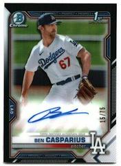 Ben Casparius [Black Refractor] Baseball Cards 2021 Bowman Draft Pick Chrome Autographs Prices