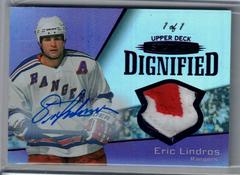 Eric Lindros [Autograph Patch Purple] Hockey Cards 2022 Upper Deck Stature Dignified Prices
