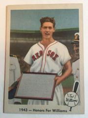 1943 Honors for Williams #21 Baseball Cards 1959 Fleer Ted Williams Prices