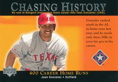 Juan Gonzalez #CH7 Baseball Cards 2002 Upper Deck Chasing History Prices