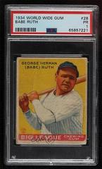Babe Ruth Baseball Cards 1934 World Wide Gum Prices