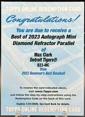 Max Clark [Mini Diamond] #B23-MC Baseball Cards 2023 Bowman's Best of Autographs Prices