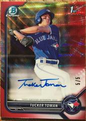 Tucker Toman [Red] #CDA-TT Baseball Cards 2022 Bowman Draft Chrome Autographs Prices