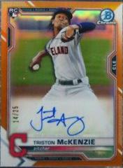 Triston McKenzie [Orange Refractor] #BCRA-TM Baseball Cards 2021 Bowman Chrome Rookie Autographs Prices