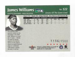 James Williams #122 Football Cards 2000 Fleer Greats of the Game Prices